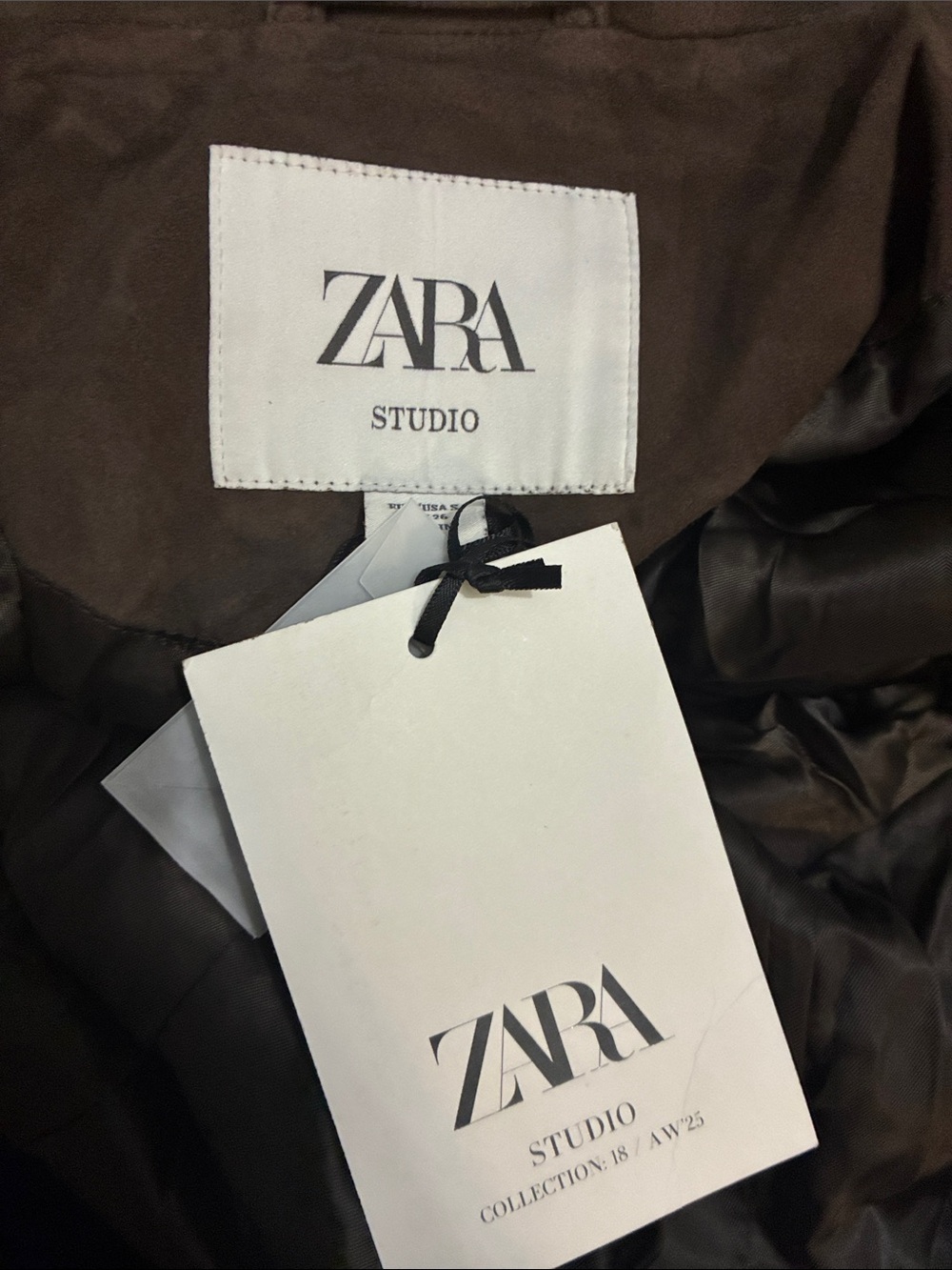 Zara Studio NWT 100% suede leather brown jacket 1966/930 - Picture 8 of 8
